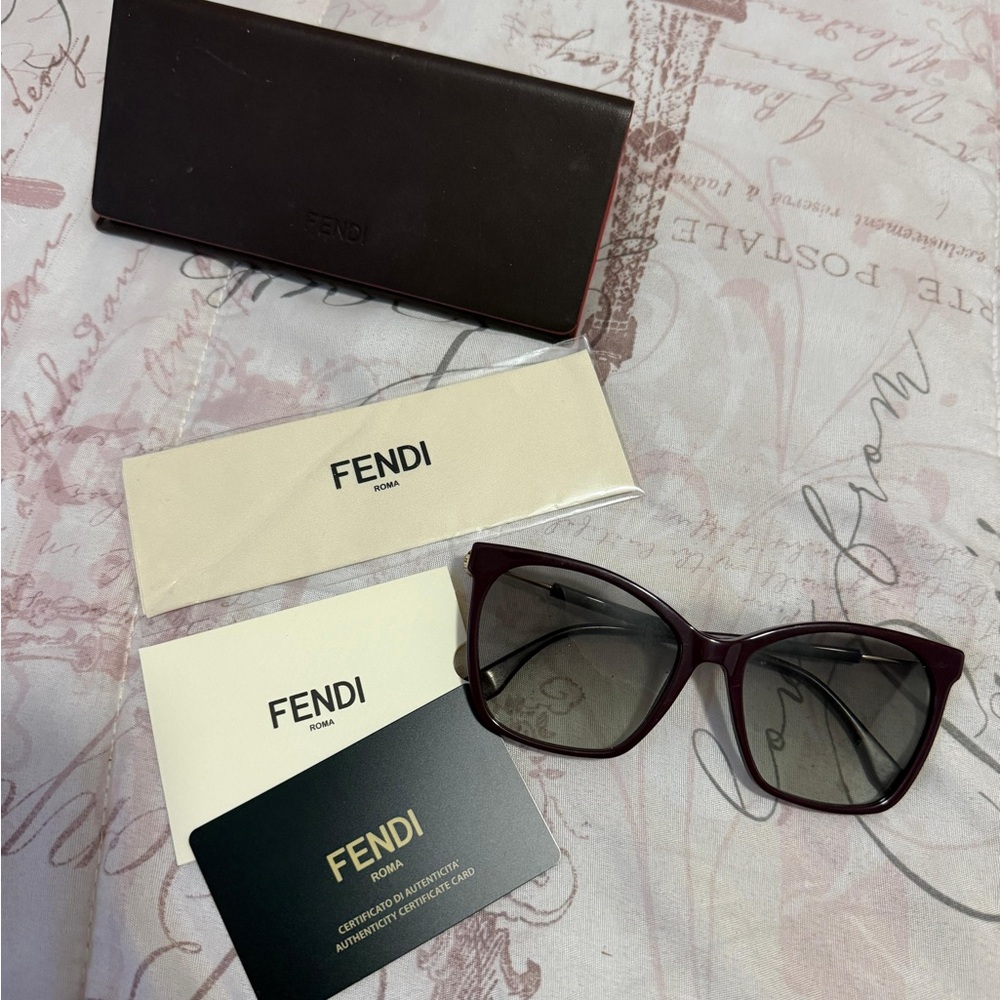 Fendi Women's Deep Burgundy Cat-Eye Sunglasses with Gradient Gray Lenses
